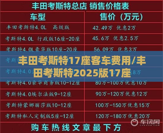 丰田考斯特17座客车费用/丰田考斯特2025版17座