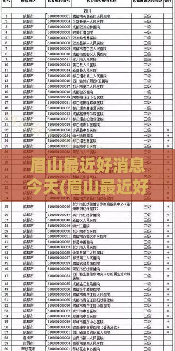 眉山最近好消息今天(眉山最近好消息今天新增病例)
